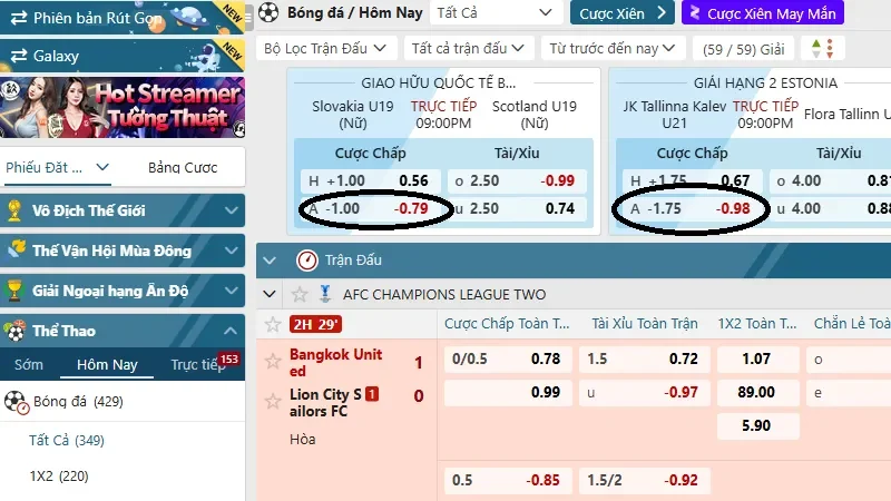 Sảnh cá cược thể thao vô cùng hấp dẫn